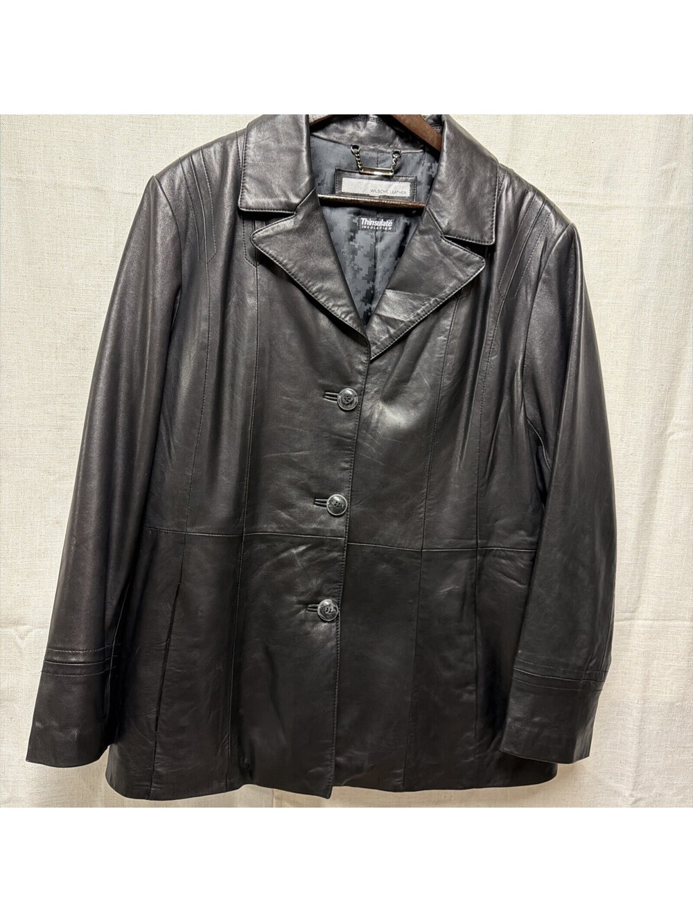 Women’s Wilsons Leather Black Button Front Thinsulate Insulated Jacket Size 2XL